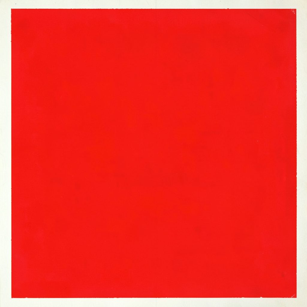 A matte gouache poster painting in warm orange and deep navy tones, showing abstract communication waves radiating from a centered glowing node against a dark gradient background.